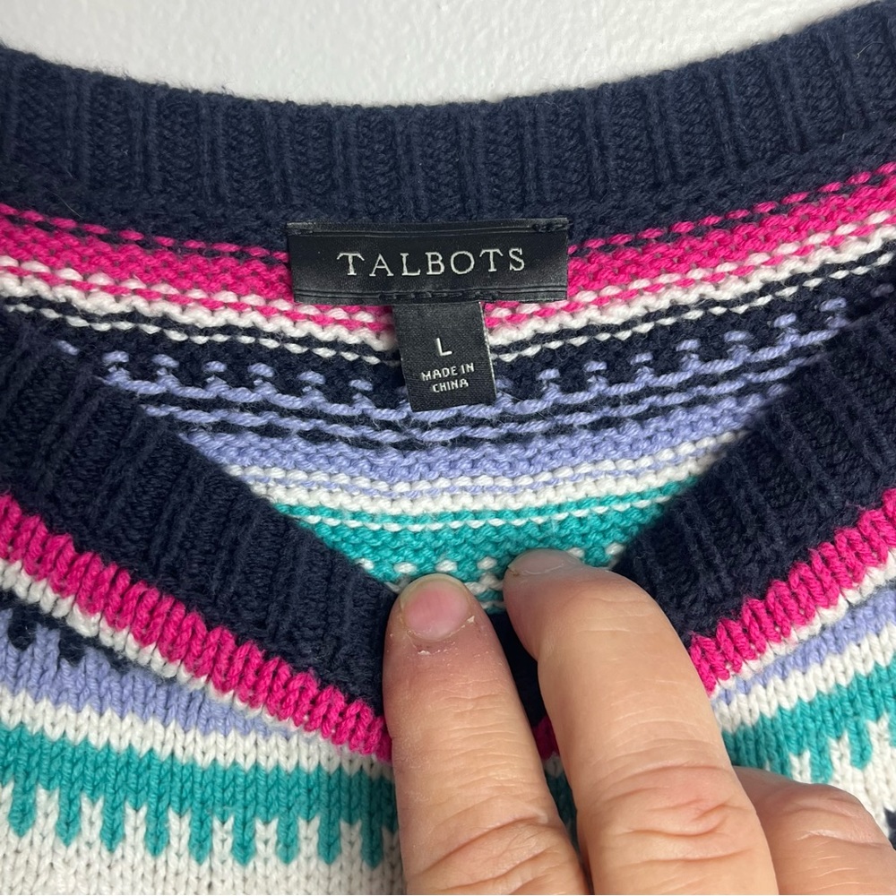 Talbots Multicolor Patterned Crew Neck Sweater - image 2